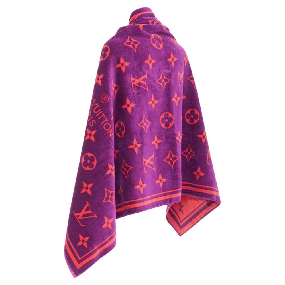 LOUIS VUITTON Vuittamins pink purple cotton LV monogram beach towel - Picture 6 of 10